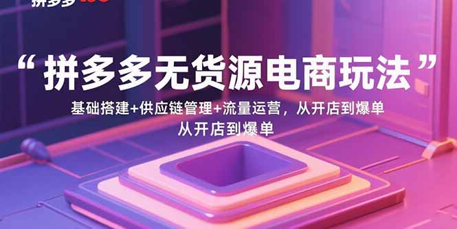 （15886期）拼多多无货源电商玩法：基础搭建+供应链管理+流量运营，从开店到爆单-来福网创