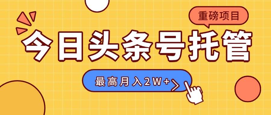 （15905期）【头条号托管 】我提供视频，你发布，每天操作5分钟，最高躺赚1W+-来福网创