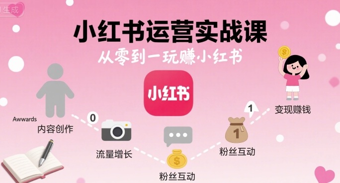 小红书运营实战课，从零到一玩賺小红书-来福网创