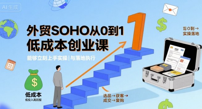 外贸SOHO从0到1低成本创业课，能够立刻上手实操与落地执行-来福网创