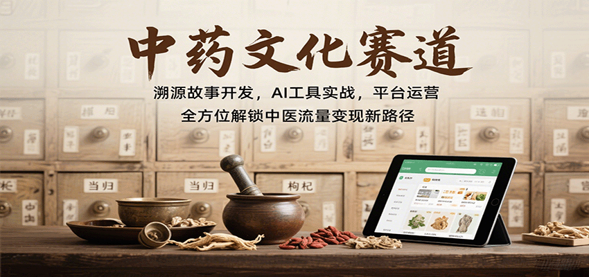 中药文化赛道：溯源故事开发，AI工具实战，平台运营，全方位解锁中医流量变现新路径-来福网创
