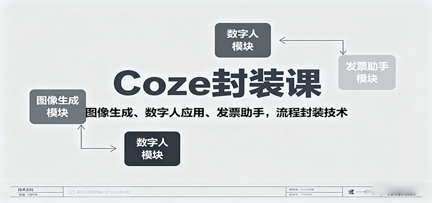 Coze封装课，图像生成、数字人应用、发票助手，流程封装技术-来福网创