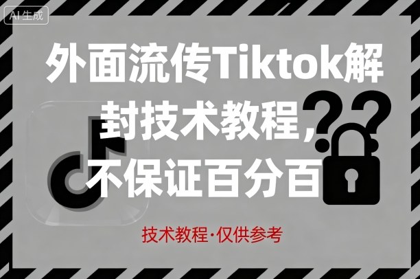 外面流传Tiktok解封技术教程，不保证百分百，具体自测-来福网创