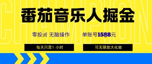 番茄音乐人掘金，单账号最高可撸1k+，可无限矩阵去做，零投入-来福网创