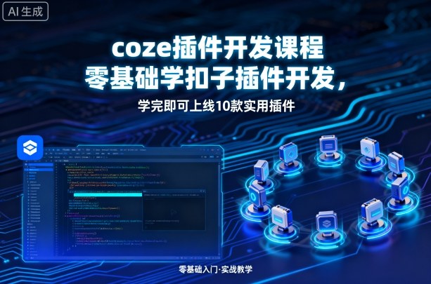 coze插件开发课程，零基础学扣子插件开发，学完即可上线10款实用插件-来福网创