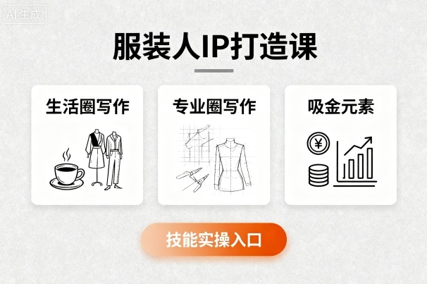 服装人IP打造课，文案创富+生活圈写作+专业圈写作+服装人专属+吸金元素+技能实操-来福网创