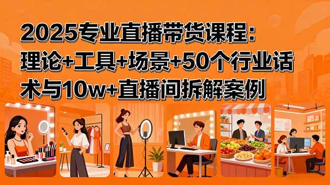 （15988期）2025专业直播带货课程：理论+工具+场景+50个行业话术与10w+直播间拆解案例-来福网创