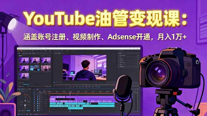 （15987期）2025YouTube油管变现课：涵盖账号注册、视频制作、Adsense开通，月入1万+-来福网创