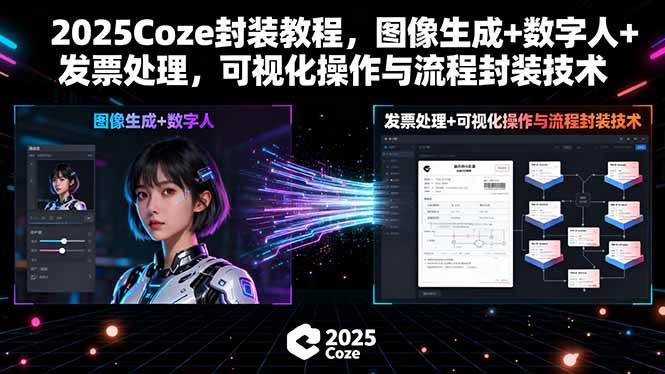 （15980期）2025Coze封装教程，图像生成+数字人+发票处理，可视化操作与流程封装技术-来福网创