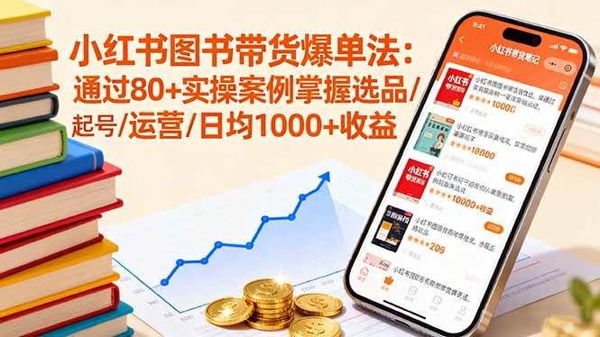 （16015期）小红书图书带货爆单法：通过80+实操案例掌握选品/起号/运营/日均1000+收益-来福网创