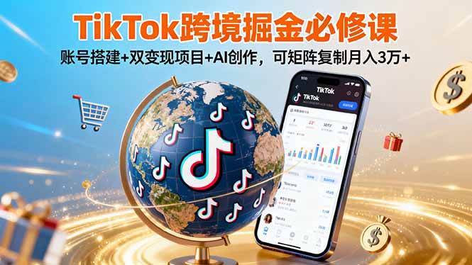 （16003期）TikTo跨境掘金必修课，账号搭建+双变现项目+AI创作，可矩阵复制月入3万+-来福网创