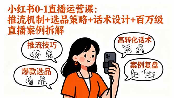 （16002期）小红书0-1直播运营课：推流机制+选品策略+话术设计+百万级直播案例拆解-来福网创