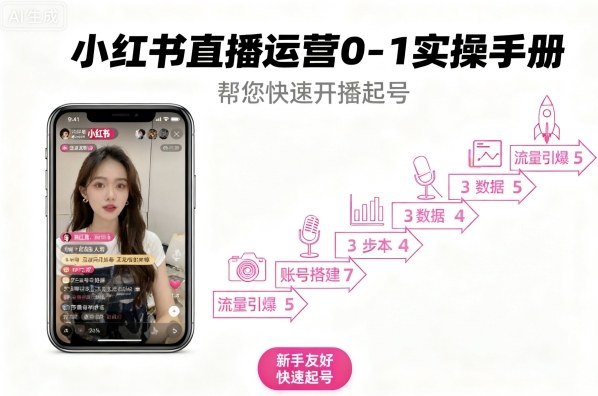 小红书直播运营0-1实操手册，帮您快速开播起号-来福网创