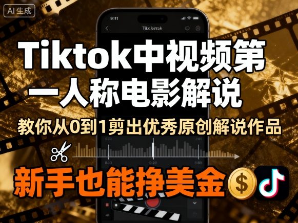 Tiktok中视频第一人称电影解说，教你从0到1剪出一个优秀的原创解说作品，新手也能挣美金-来福网创