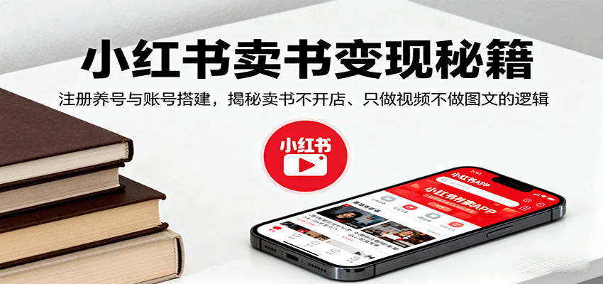 小红书卖书变现秘籍，注册养号与账号搭建，揭秘卖书不开店、只做视频不做图文的逻辑-来福网创