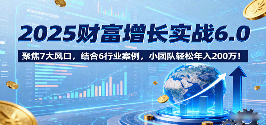 2025财富增长实战6.0，聚焦7大风口，结合6行业案例，小团队轻松年入200万！-来福网创