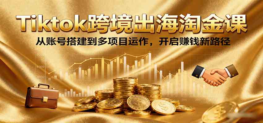 Tiktok跨境出海淘金课，从账号搭建到多项目运作，开启赚钱新路径-来福网创