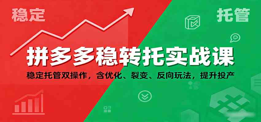 拼多多稳转托实战课：稳定托管双操作，含优化、裂变、反向玩法，提升投产-来福网创