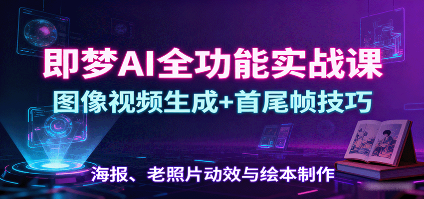 即梦AI全功能实战课：图像视频生成+首尾帧技巧，海报、老照片动效与绘本制作-来福网创