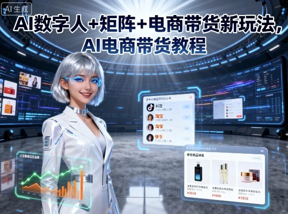 AI数字人+矩阵+电商带货新玩法，AI电商带货教程-来福网创