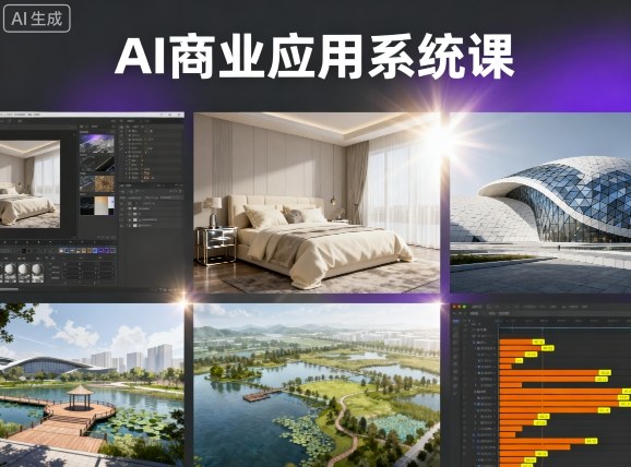 AI商业应用系统课，室内-软装-建筑-景观，智能设计+效果图+动画画实战-来福网创