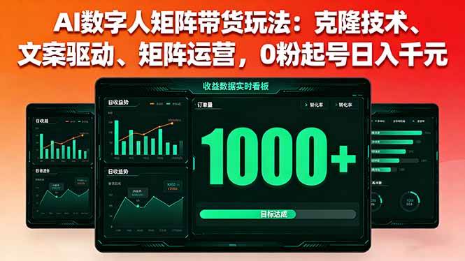 （16050期）AI数字人矩阵带货玩法：克隆技术、文案驱动、矩阵运营，0粉起号日入千元-来福网创