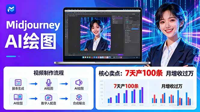 （16049期）AI绘图照片开口说话视频制作：Midjourney+数字人，7天产100条月增收过万-来福网创