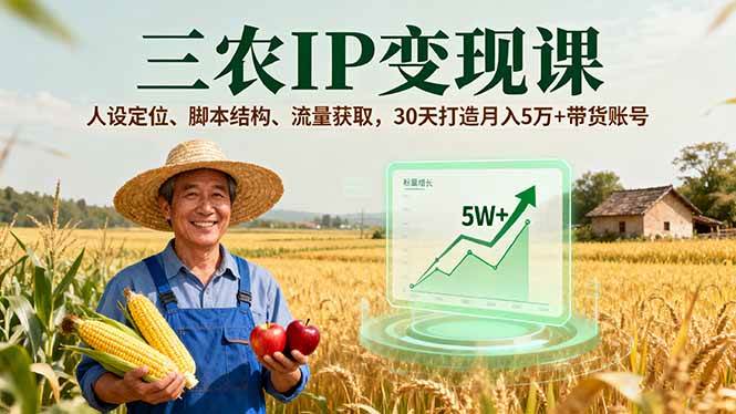 （16044期）三农IP变现课，人设定位、脚本结构、流量获取，30天打造月入5万+带货账号-来福网创