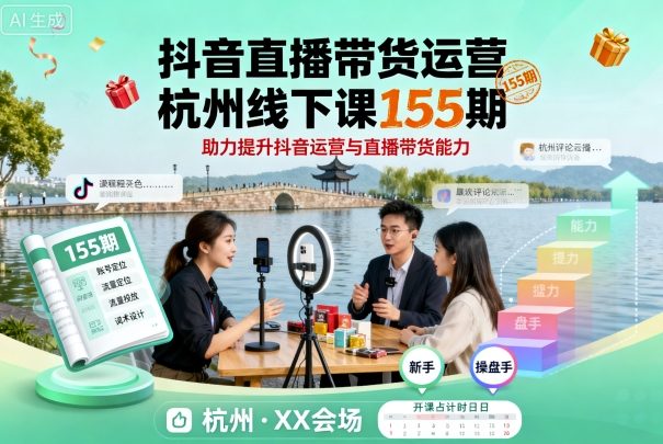抖音直播带货运营杭州线下课155期，助力提升抖音运营与直播带货能力-来福网创