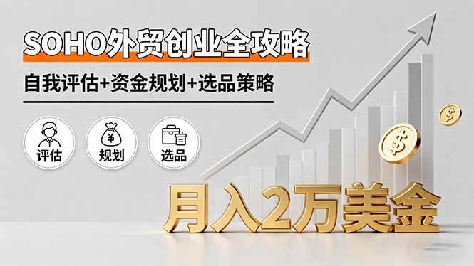 （16076期）SOHO外贸创业全攻略，自我评估+资金规划+选品策略，月入2万美金-来福网创