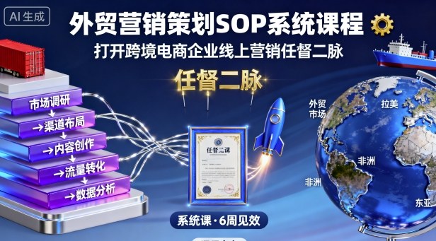 外贸营销策划SOP系统课程，打开跨境电商企业线上营销任督二脉-来福网创