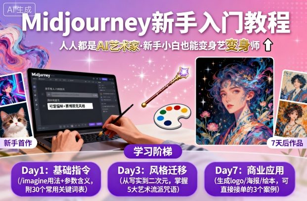 midjourney新手入门教程：人人都是AI艺术家，新手小白也能变身艺术大师-来福网创