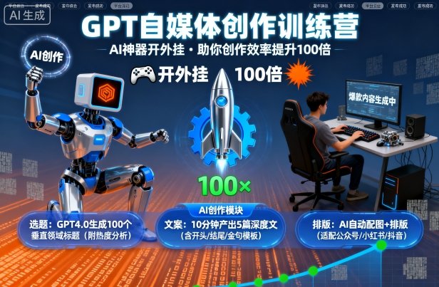 GPT自媒体创作训练营：AI神器开外挂，助你创作效率提升100倍-来福网创