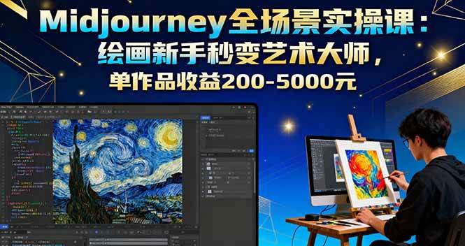 （16125期）Midjourney全场景实操课：绘画新手秒变艺术大师，单作品收益200-5000元-来福网创