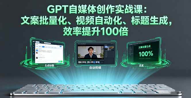 （16123期）GPT自媒体创作实战课：文案批量化、视频自动化、标题生成，效率提升100倍-来福网创