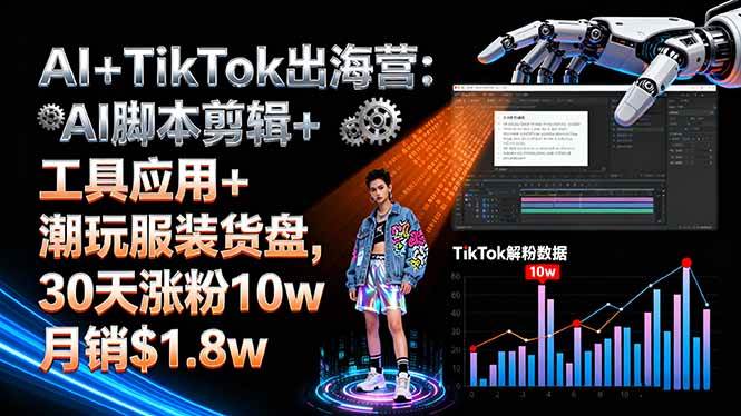 （16108期）AI+TikTok出海营:AI脚本剪辑+工具应用+潮玩服装货盘,30天涨粉10w月销$1.8w-来福网创