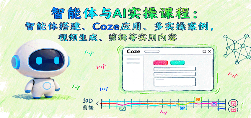 智能体与AI实操课程：智能体搭建、Coze应用、多实操案例，视频生成、剪辑等实用内容-来福网创