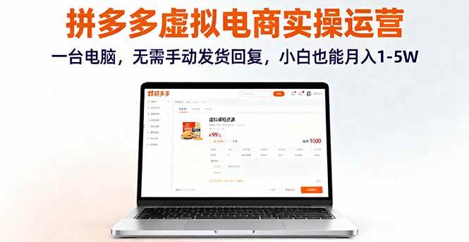 （16138期）拼多多虚拟电商实操运营，一台电脑，无需手动发货回复，小白也能月入1-5W-来福网创