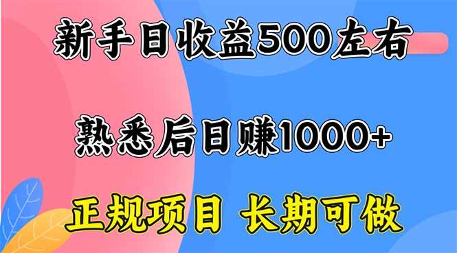 （16132期）新手日收益500+ 正规项目 长期可做-来福网创