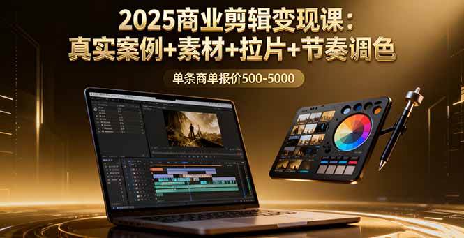 （16130期）2025商业剪辑变现课：真实案例+素材+拉片+节奏调色，单条商单报价500-5000-来福网创