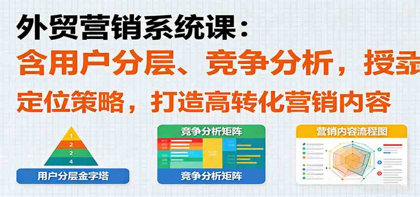 外贸营销系统课：含用户分层、竞争分析，授卖品、定位策略，打造高转化营销内容-来福网创