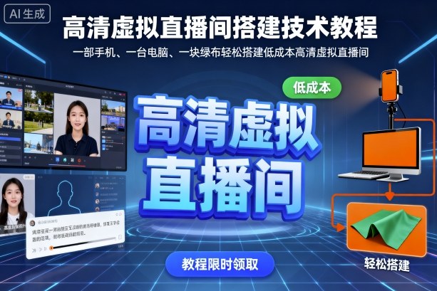 高清虚拟直播间搭建技术教程，一部手机、一台电脑、一块绿布轻松搭建低成本高清虚拟直播间-来福网创