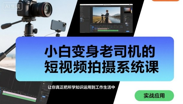 小白变身老司机的短视频拍摄系统课，让你真正把所学知识运用到工作生活中-来福网创