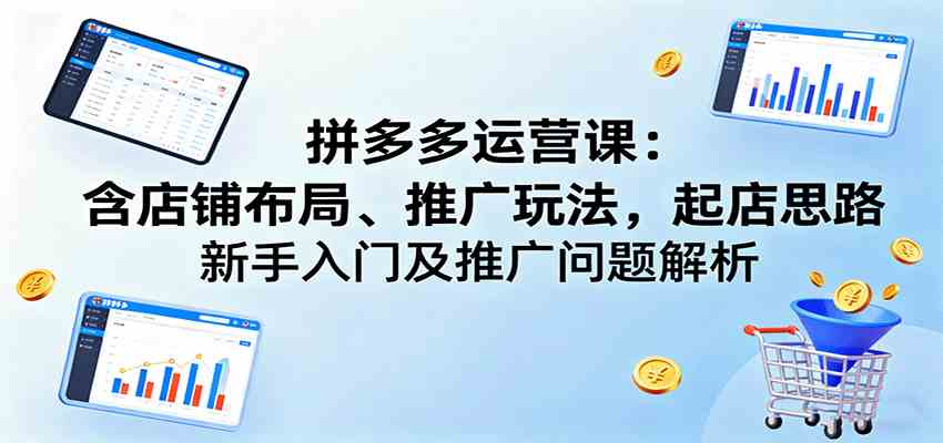 拼多多运营课：含店铺布局、推广玩法，起店思路，新手入门及推广问题解析-来福网创