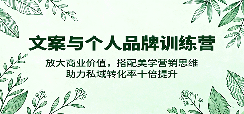 文案与个人品牌训练营，放大商业价值，搭配美学营销思维，助力私域转化率十倍提升-来福网创