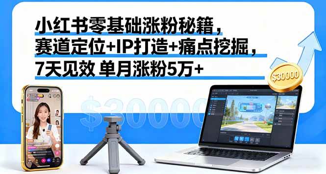 （16158期）小红书零基础涨粉秘籍，赛道定位+IP打造+痛点挖掘，7天见效 单月涨粉5万+-来福网创