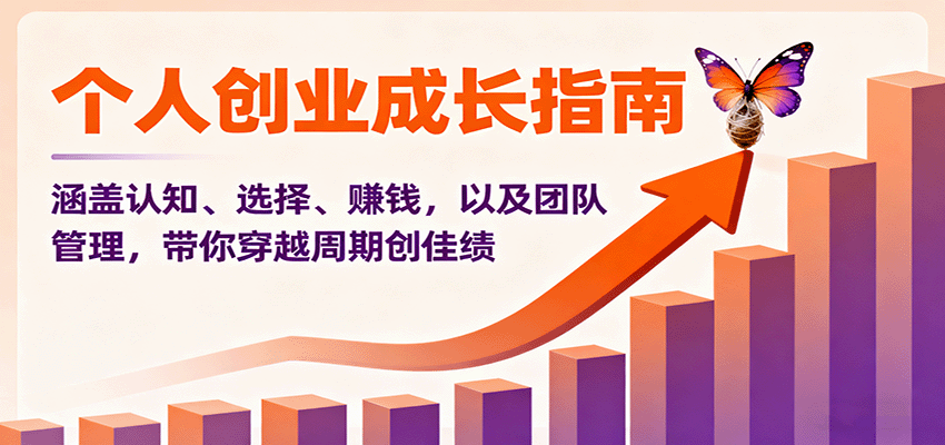 个人创业成长指南：涵盖认知、选择、赚钱，以及团队管理，带你穿越周期创佳绩-来福网创
