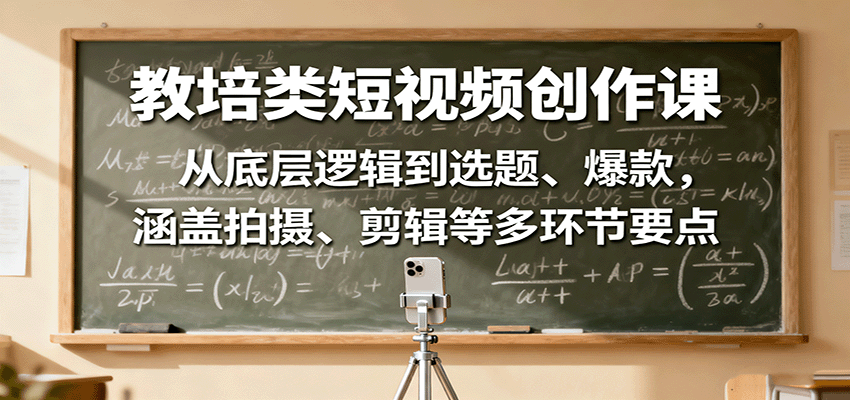 教培类短视频创作课：从底层逻辑到选题、爆款，涵盖拍摄、剪辑等多环节要点-来福网创
