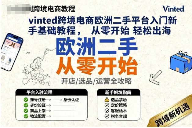 vinted跨境电商欧洲二手平台入门新手基础教程，从零开始轻松出海-来福网创
