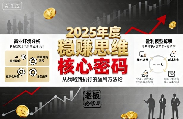 2025年度稳賺思维老板创业营，拆解2025年新商业环境下，企业实现持续盈利的核心密码-来福网创